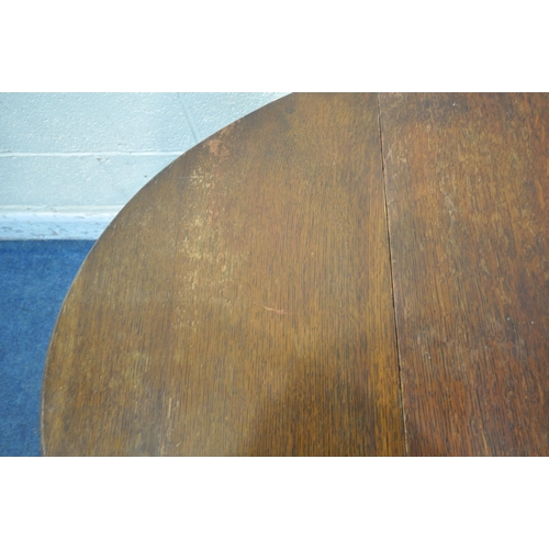 1233 - A SLIM 20TH CENTURY OAK BARLEY TWIST GATE LEG TABLE, open width 107cm x closed with 39cm x depth 77c... 