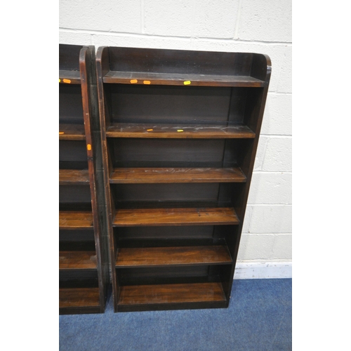 1235 - A PAIR OF MAHOGANY SIX TIER OPEN BOOKCASES, width 71cm x depth 22cm x height 147cm, along with a whi... 