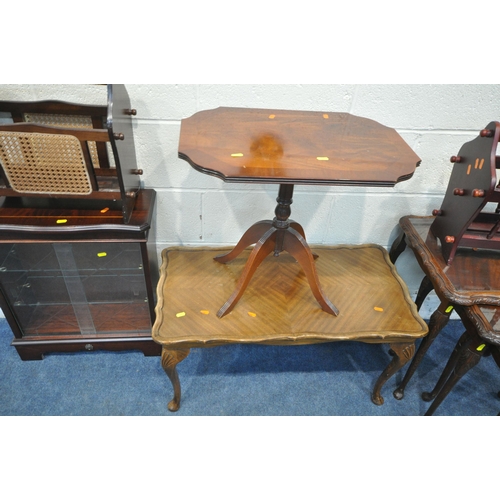 1243 - A SELECTION OF OCCASIONAL FURNITURE, to include an oak barometer, a mahogany nest of three tables, a... 