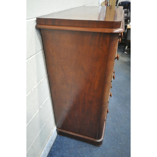 1250 - A 19TH CENTURY MAHOGANY CHEST OF TWO SHORT OVER FOUR LONG DRAWERS, width 123cm x depth 59cm x height... 