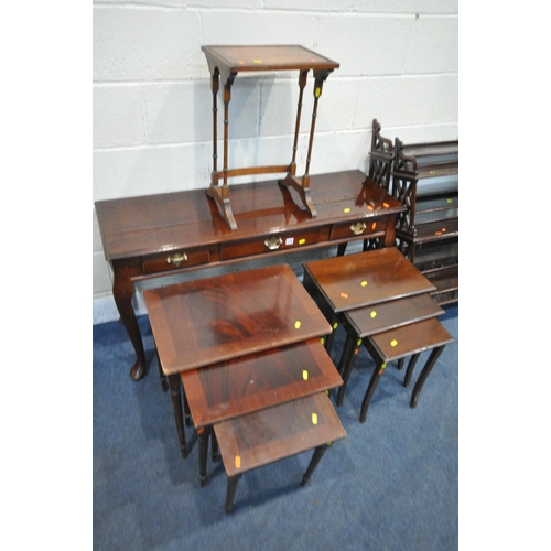 1255 - A SELECTION OF 20TH CENTURY MAHOGANY OCCASIONAL FURNITURE, to include a side table, with a single dr... 