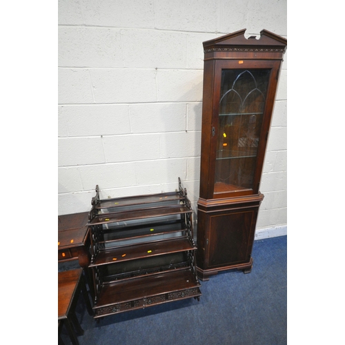 1255 - A SELECTION OF 20TH CENTURY MAHOGANY OCCASIONAL FURNITURE, to include a side table, with a single dr... 