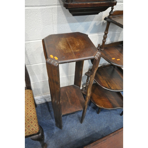 1259 - A VARIETY OF OCCASIONAL FURNITURE, to include a two tier plant stand, 34cm squared x height 93cm, a ... 