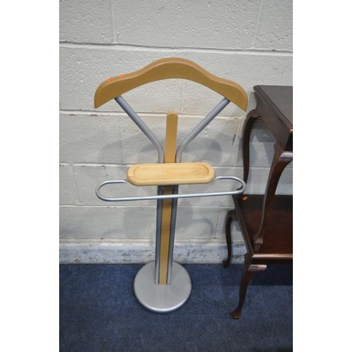 1276 - A SELECTION OF OCCASIONAL FURNITURE, to include a mid-century beech valet stand, with tubular metal ... 