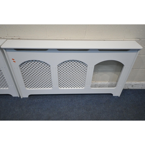 1292 - A PAIR OF WHITE RADIATOR COVERS, length 150cm x depth 20cm x height 83cm (condition report: one pane... 