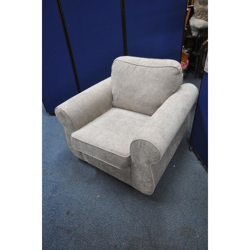 1317 - A BEIGE UPHOLSTERED ARMCHAIR, width 101cm x depth 92cm x height 88cm (condition report: general sign... 