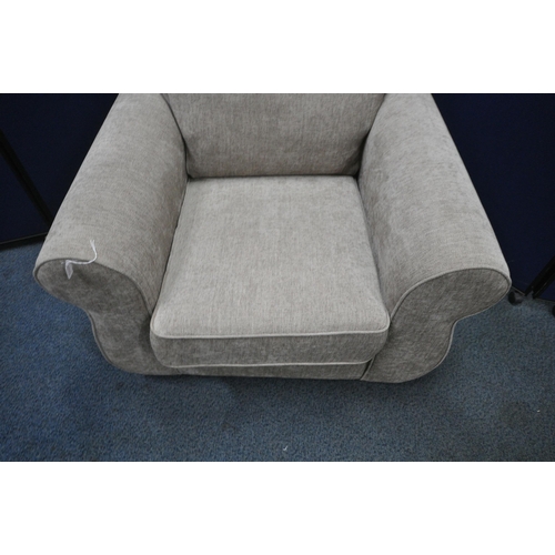 1317 - A BEIGE UPHOLSTERED ARMCHAIR, width 101cm x depth 92cm x height 88cm (condition report: general sign... 