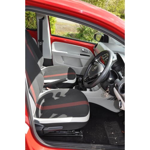 1002 - A 2019 VW UP 5 DOOR HATCHBACK CAR IN RED. 999cc petrol engine, 5 speed manual gearbox, V5c present, ... 