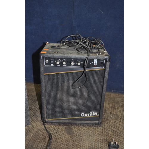 1077 - A GORILLA GB30 BASS GUITAR COMBO (PAT pass and working but input jack loose) and a 3 way PA speaker ... 