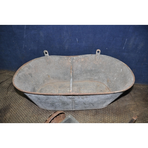 1086 - SEVEN ITEMS OF VINTAGE COLLECTABLES including an iron rimmed cart wheel 20in in diameter, a coaching... 