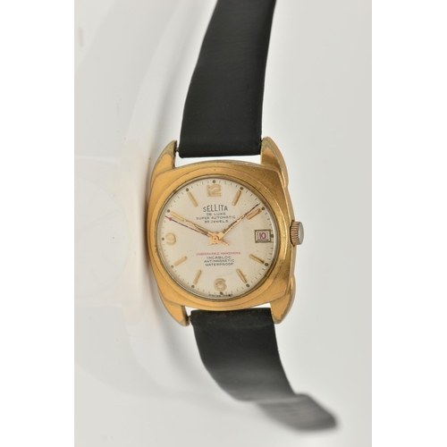 38 - A GENTS 'SELLITA DE LUXE' WRISTWATCH, automatic movement, round silvered dial signed 'Sellita De Lux... 