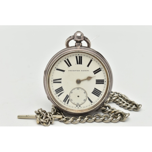 45 - AN EARLY 20TH CENTURY, SILVER OPEN FACE POCKET WATCH, key wound, round white dial, signed 'Improved ... 