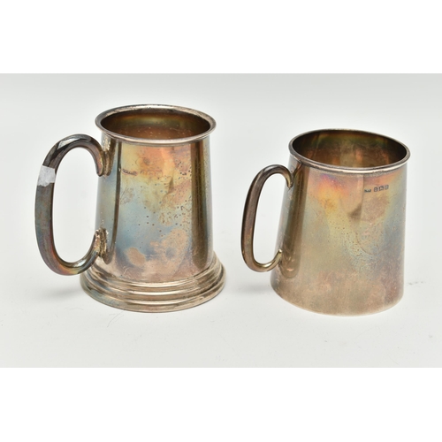 110 - TWO SILVER CUPS, the first a silver cup with engraved name detail, approximate height 74mm, hallmark... 