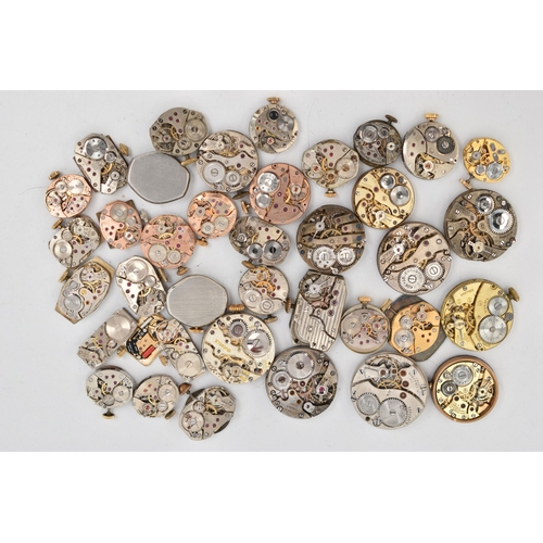 119 - A BOX OF LADIES WATCH MOVEMENTS, various shapes, names to include 'Tissot, Waltham, Rotary, Sekonda,... 