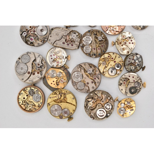 119 - A BOX OF LADIES WATCH MOVEMENTS, various shapes, names to include 'Tissot, Waltham, Rotary, Sekonda,... 