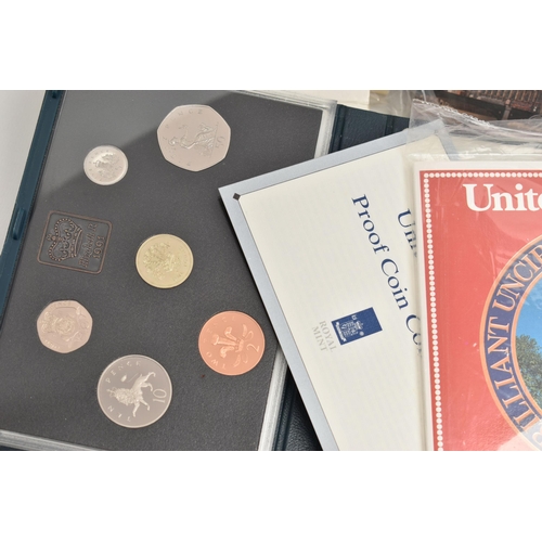 140 - A BOX CONTAINING UK AND WORLD COIN YEAR SETS, to include a 1996 De-Lux Year set, UK Proof sets 1981,... 