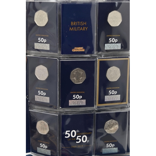 142 - A LARGE CARDBOARD BOX CONTAINING TWO X CHANGE CHECKER COIN ALBUMS, one with approximately £20 Sterli... 