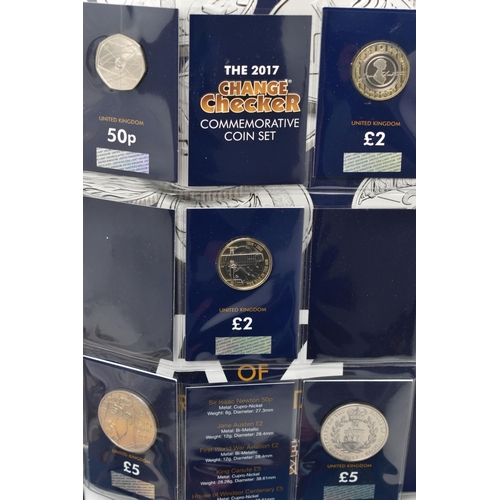 142 - A LARGE CARDBOARD BOX CONTAINING TWO X CHANGE CHECKER COIN ALBUMS, one with approximately £20 Sterli... 