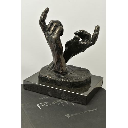 310 - ROLF HARRIS (AUSTRALIA 1931-2023) 'INTUITION' a limited edition bronze sculpture of a pair of hands ... 