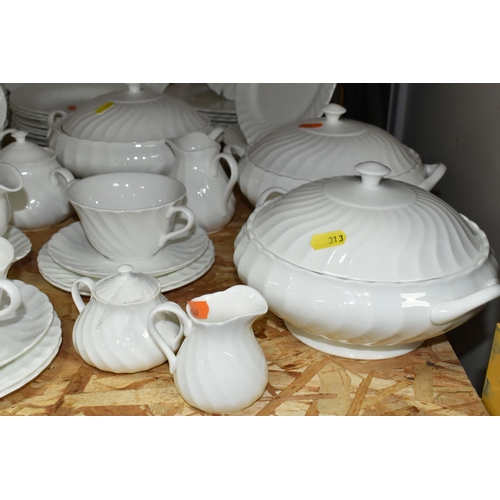 313 - A QUANTITY OF WEDGWOOD 'CANDLELIGHT' DESIGN DINNERWARE, comprising three gravy/sauce jugs and stands... 