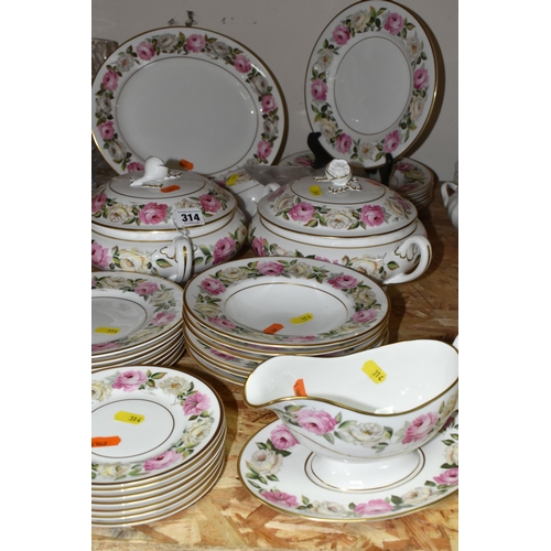 314 - A ROYAL WORCESTER 'ROYAL GARDEN' ELGAR PATTERN DINNER SET, comprising six dinner plates, one large o... 