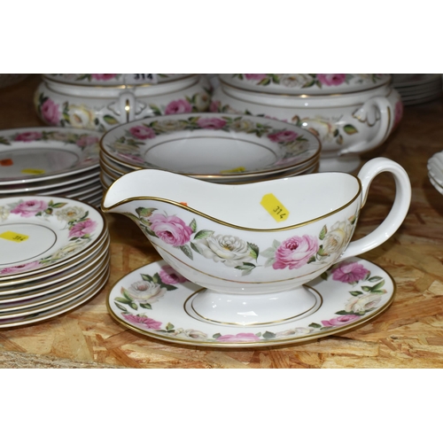 314 - A ROYAL WORCESTER 'ROYAL GARDEN' ELGAR PATTERN DINNER SET, comprising six dinner plates, one large o... 