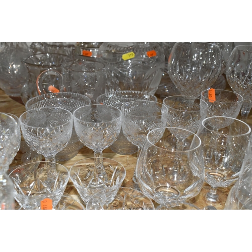 315 - A QUANTITY OF CUT CRYSTAL AND GLASSWARE, maker's names include Royal Brierly, Stuart Crystal, drinki... 