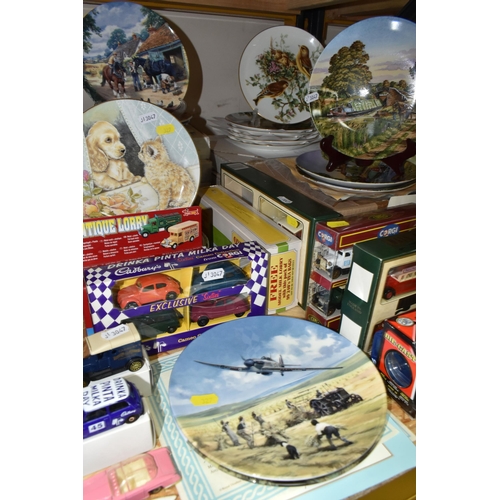 327 - A GROUP OF BOXED COTTAGE SCULPTURES, COLLECTORS PLATES AND DIECAST VEHICLES, to include fourteen box... 