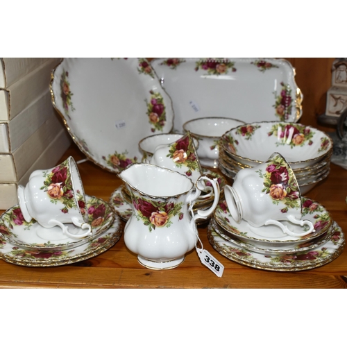 338 - A GROUP OF ROYAL ALBERT 'OLD COUNTRY ROSES' PATTERN TEAWARE, comprising a cake plate, sandwich plate... 