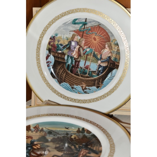 339 - A SET OF SIX BOXED ROYAL WORCESTER 'THE KING ARTHUR PLATES' SERIES, comprising 'Merlin and the Encha... 