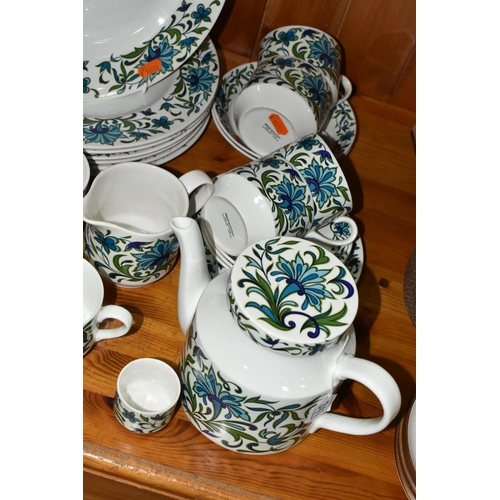 341 - A GROUP OF MIDWINTER 'SPANISH GARDEN' PATTERN TABLEWARE, comprising teapot, seven dinner plates, fiv... 