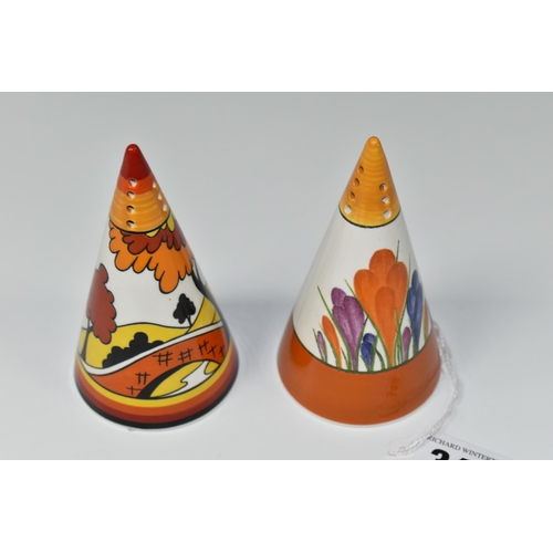 346 - TWO LIMITED EDITION BRADEX 'CLARICE CLIFF' CENTENARY 1899-1999 CONICAL SUGAR SIFTERS, comprising Fan... 