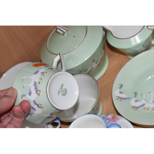 359 - A SHELLEY COFFEE SET, pattern number 12216, decorated with a blue and pink floral design on a white ... 