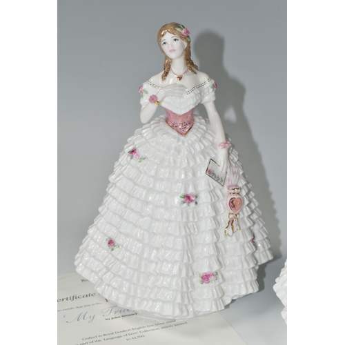 379 - TWO ROYAL DOULTON LIMITED EDITION 'MY TRUE LOVE' FIGURINES, HN4001, for Compton & Woodhouse, with ce... 