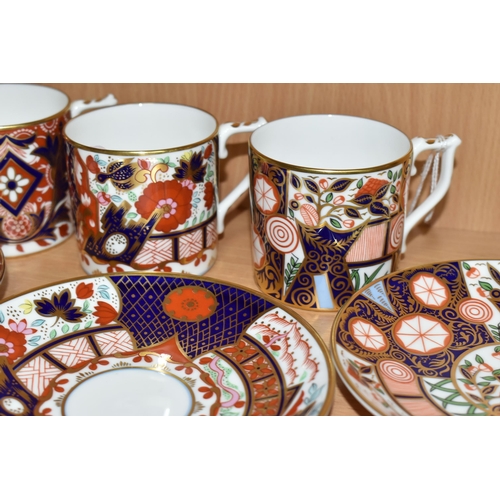 380 - THREE ROYAL CROWN DERBY COFFEE CANS AND SAUCERS, from 'The Curator's Collection' in Rich Japan, Derb... 