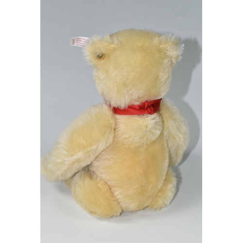 384 - A STEIFF 100 YEARS ANNIVERSARY TEDDY BEAR, light blonde mohair 'fur', gold coloured ear button and w... 