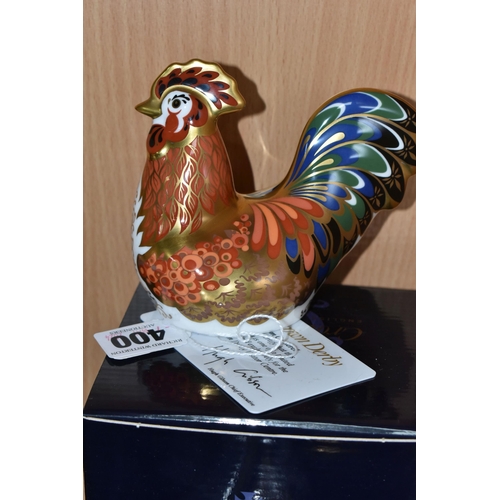 400 - A BOXED ROYAL CROWN DERBY 'BANTAM COCKEREL' PAPERWEIGHT, a Royal Crown Derby visitor centre exclusiv... 