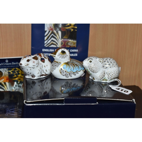 410 - THREE BOXED ROYAL CROWN DERBY COLLECTORS GUILD EXCLUSIVE PAPERWEIGHTS, 'River Bank Vole', 'Bank Vole... 