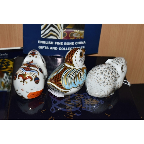 410 - THREE BOXED ROYAL CROWN DERBY COLLECTORS GUILD EXCLUSIVE PAPERWEIGHTS, 'River Bank Vole', 'Bank Vole... 