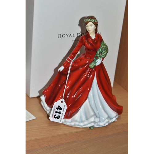 413 - FIVE ROYAL DOULTON FIGURINES, for Compton & Woodhouse, comprising a boxed A Winter's Morn (Red) HN45... 