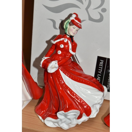 413 - FIVE ROYAL DOULTON FIGURINES, for Compton & Woodhouse, comprising a boxed A Winter's Morn (Red) HN45... 