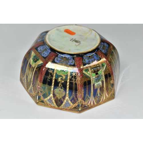 416 - A WEDGWOOD FAIRYLAND LUSTRE OCTAGONAL SHAPED BOWL, an early 20th century Wedgwood Fairyland Lustre o... 