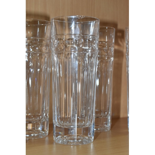 421 - A SET OF SIX CUMBRIA CRYSTAL 'HELVELLYN' PATTERN LARGE HIGHBALL TUMBLERS, comprising a set of six gl... 