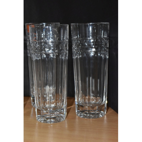 421 - A SET OF SIX CUMBRIA CRYSTAL 'HELVELLYN' PATTERN LARGE HIGHBALL TUMBLERS, comprising a set of six gl... 