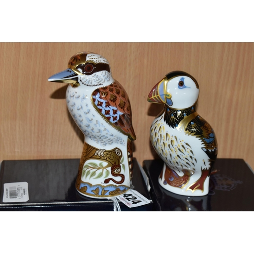 424 - TWO BOXED ROYAL CROWN DERBY IMARI PAPERWEIGHTS, comprising 'Kookaburra' introduced 2009 and 'Puffin'... 