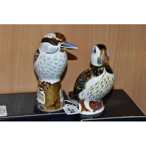 424 - TWO BOXED ROYAL CROWN DERBY IMARI PAPERWEIGHTS, comprising 'Kookaburra' introduced 2009 and 'Puffin'... 