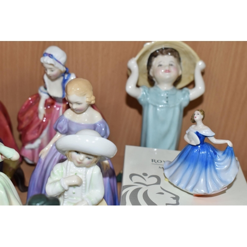 428 - A LARGE QUANTITY OF MINIATURE ROYAL DOULTON FIGURINES, twenty figures comprising Make Believe HN2225... 