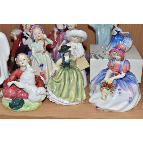 428 - A LARGE QUANTITY OF MINIATURE ROYAL DOULTON FIGURINES, twenty figures comprising Make Believe HN2225... 