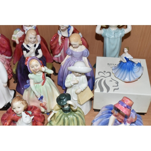 428 - A LARGE QUANTITY OF MINIATURE ROYAL DOULTON FIGURINES, twenty figures comprising Make Believe HN2225... 