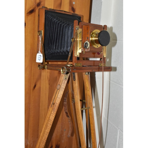 433 - A MAHOGANY FIELD CAMERA WITH STAND, Field Camera, with a Thornton Pickard shutter (1) (Condition Rep... 